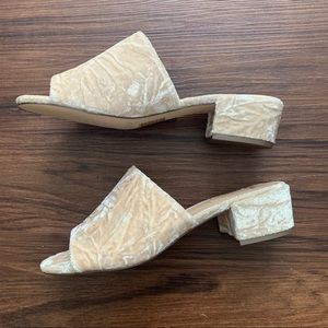 Tan Velvet Crushed Mules Size 6.5